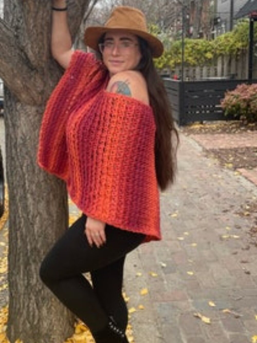 Handmade Crochet Ombre Sunset Triangle Poncho